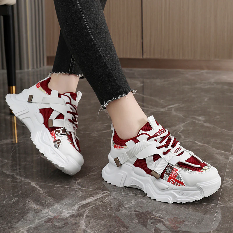 Damen modische Chunky Sneakers mit atmungsaktivem Obermaterial und dämpfendem Profil Heidi Mode - Image 3