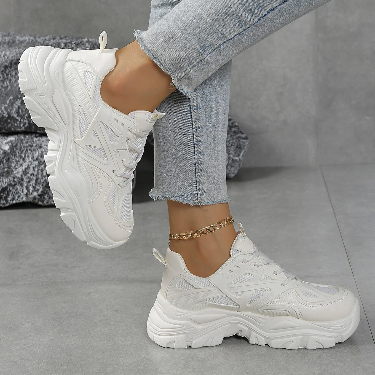 Damen modische Chunky Sneakers mit atmungsaktivem Obermaterial und komfortabler Dämpfung Heidi Mode - Image 3