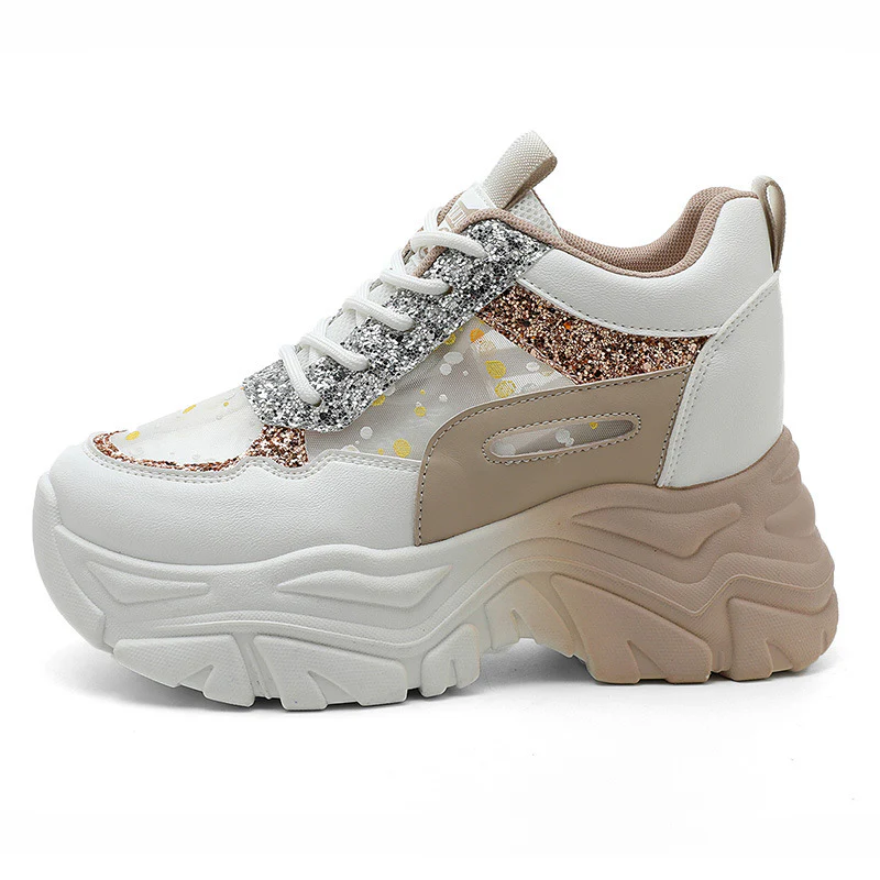 Damen modische Chunky Sneakers mit Sparkle-Akzenten und bequemer Sohle Heidi Mode - Image 6