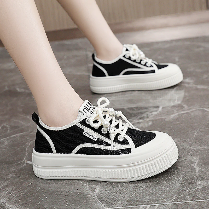 Damen modische Chunky Sneakers mit trendigen Perlenakzenten Heidi Mode - Image 4