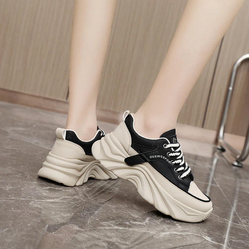 Damen modische Chunky Sneakers mit verstärktem Sohlenprofil und atmungsaktiver Obermaterialstruktur Heidi Mode - Image 4