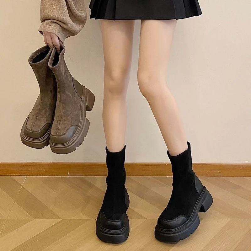 Damen modische Chunky Stiefeletten mit komfortabler Sohle und elastischem Schaft Heidi Mode - Image 2