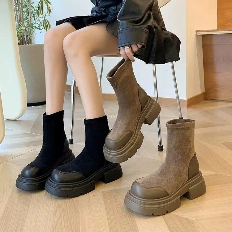 Damen modische Chunky Stiefeletten mit komfortabler Sohle und elastischem Schaft Heidi Mode - Image 3