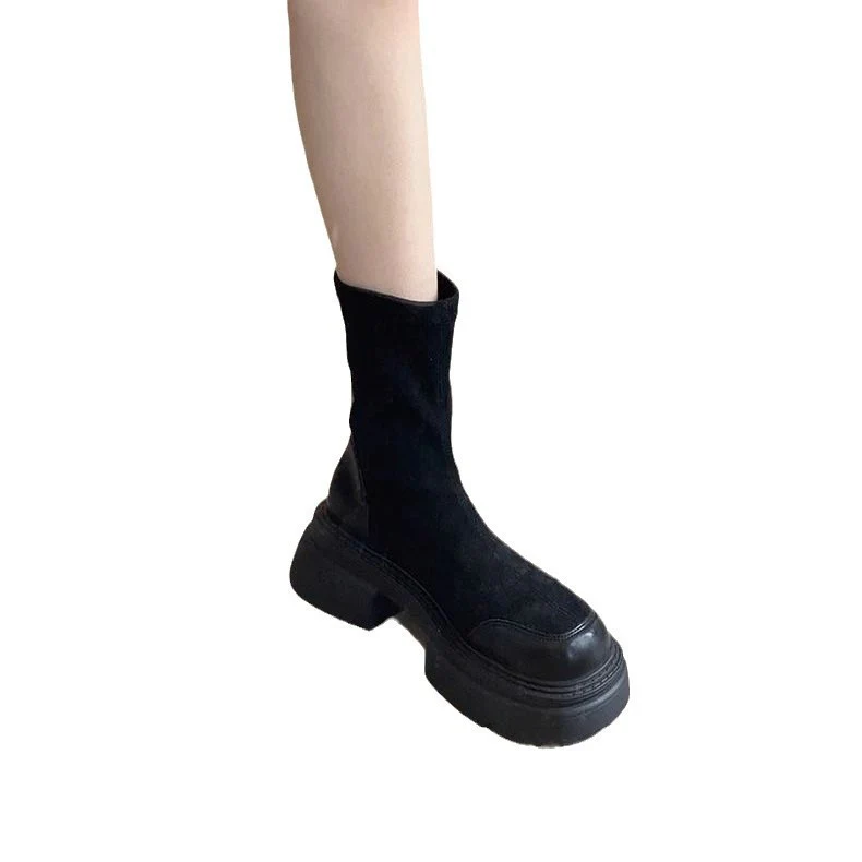 Damen modische Chunky Stiefeletten mit komfortabler Sohle und elastischem Schaft Heidi Mode - Image 5