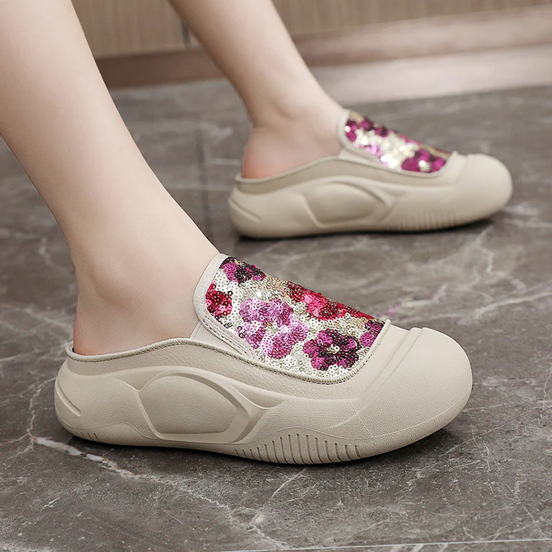 Damen modische Clogs mit schimmerndem Paillettenbesatz Heidi Mode - Image 3