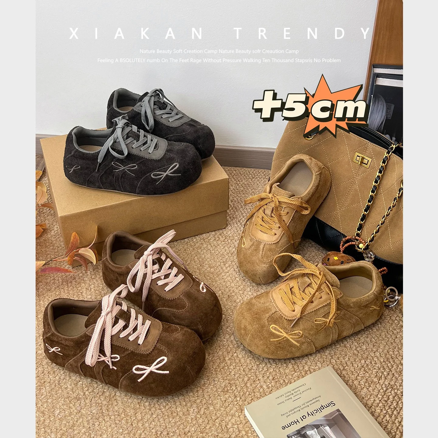 Damen modische Freizeit-Sneaker mit verspieltem Schleifen-Design und weichem Obermaterial Heidi Mode