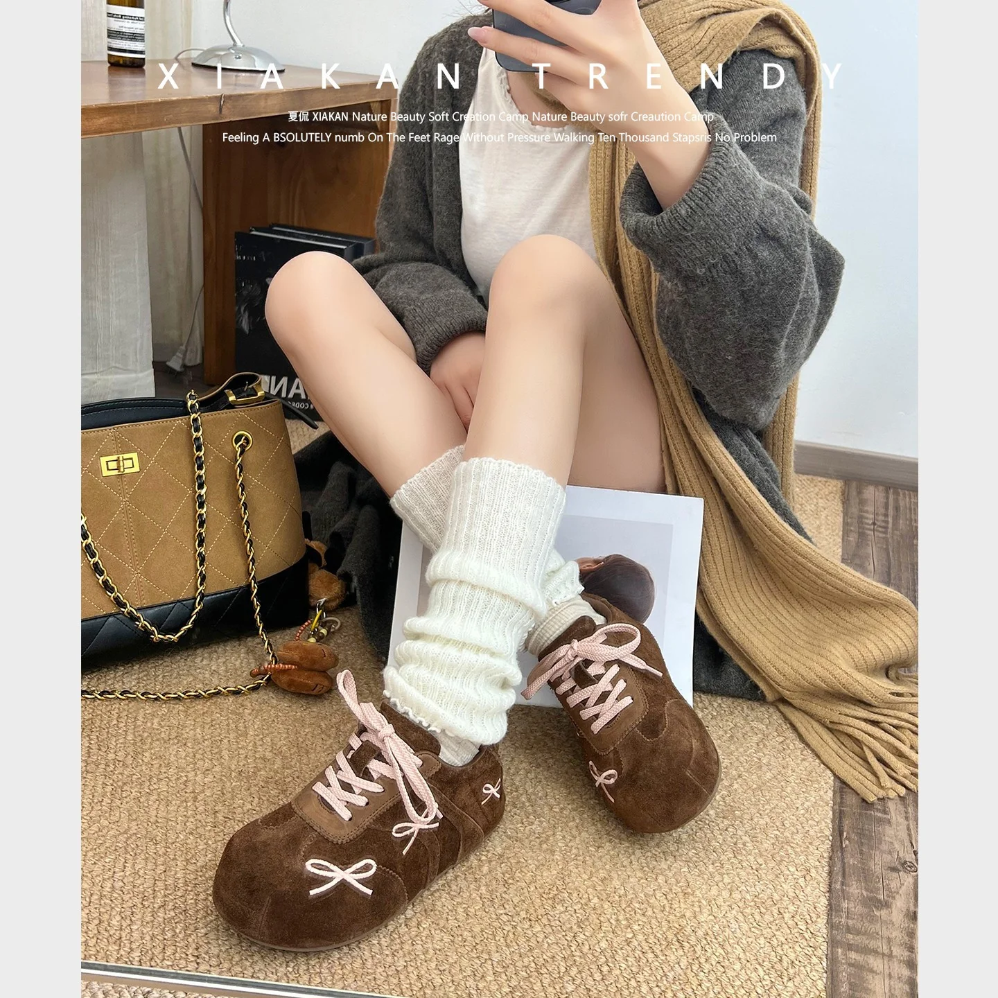 Damen modische Freizeit-Sneaker mit verspieltem Schleifen-Design und weichem Obermaterial Heidi Mode - Image 3