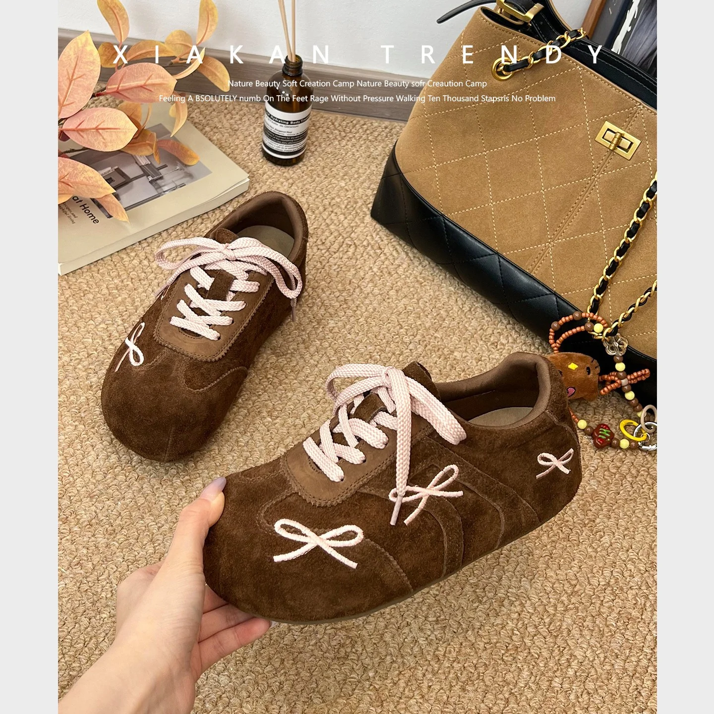 Damen modische Freizeit-Sneaker mit verspieltem Schleifen-Design und weichem Obermaterial Heidi Mode - Image 4