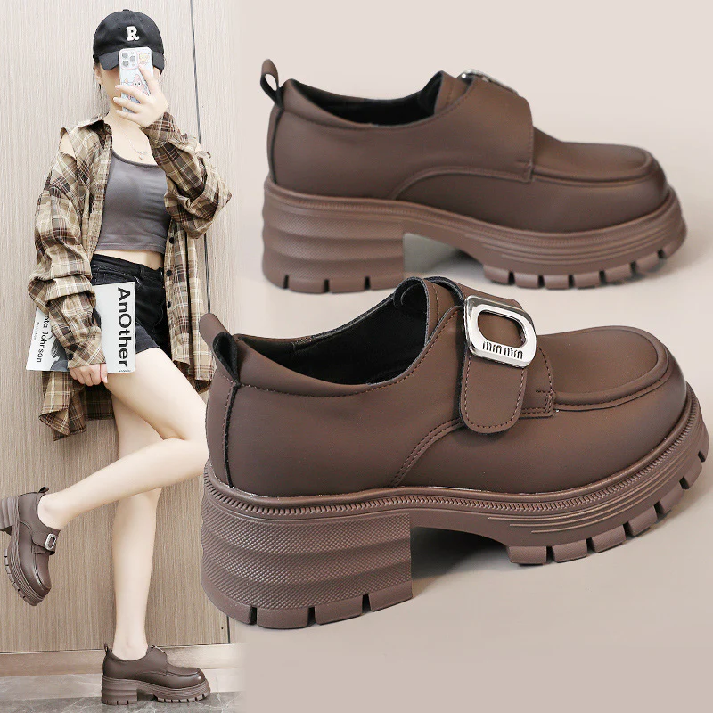 Damen modische Halbschuhe mit robustem Plateau und eleganter Schnalle Heidi Mode - Image 2
