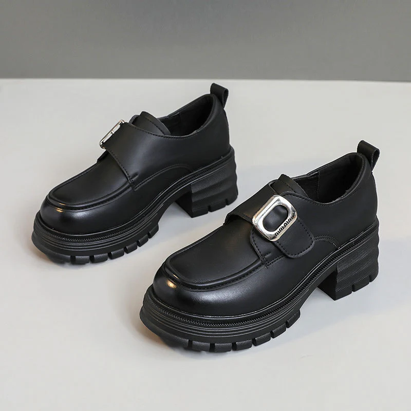 Damen modische Halbschuhe mit robustem Plateau und eleganter Schnalle Heidi Mode - Image 6