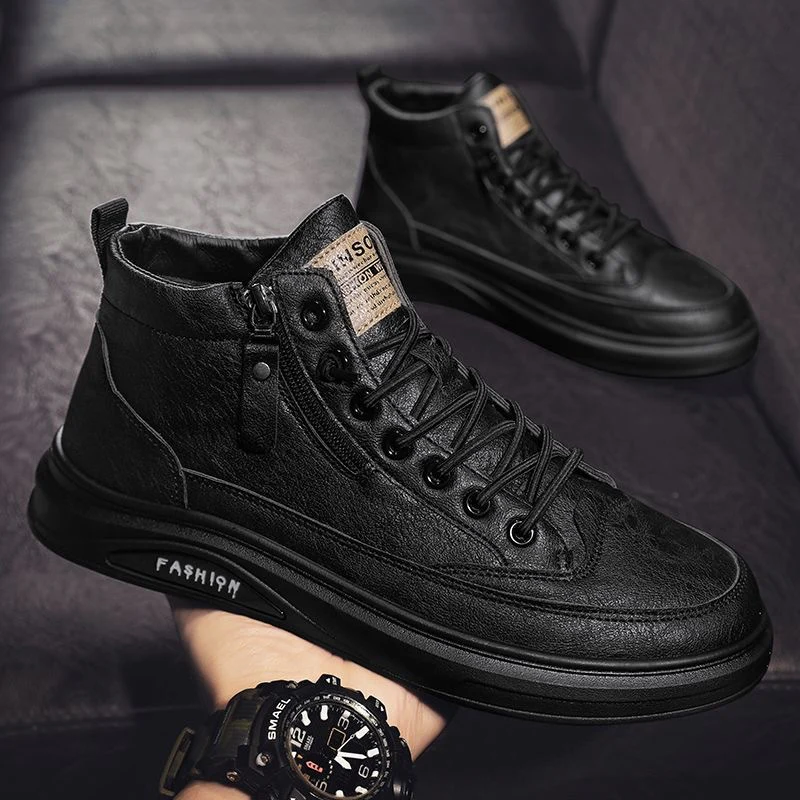 Damen Modische High-Top Sneakers aus Leder mit seitlichem Reißverschluss und dämpfender Sohle Heidi Mode - Image 6