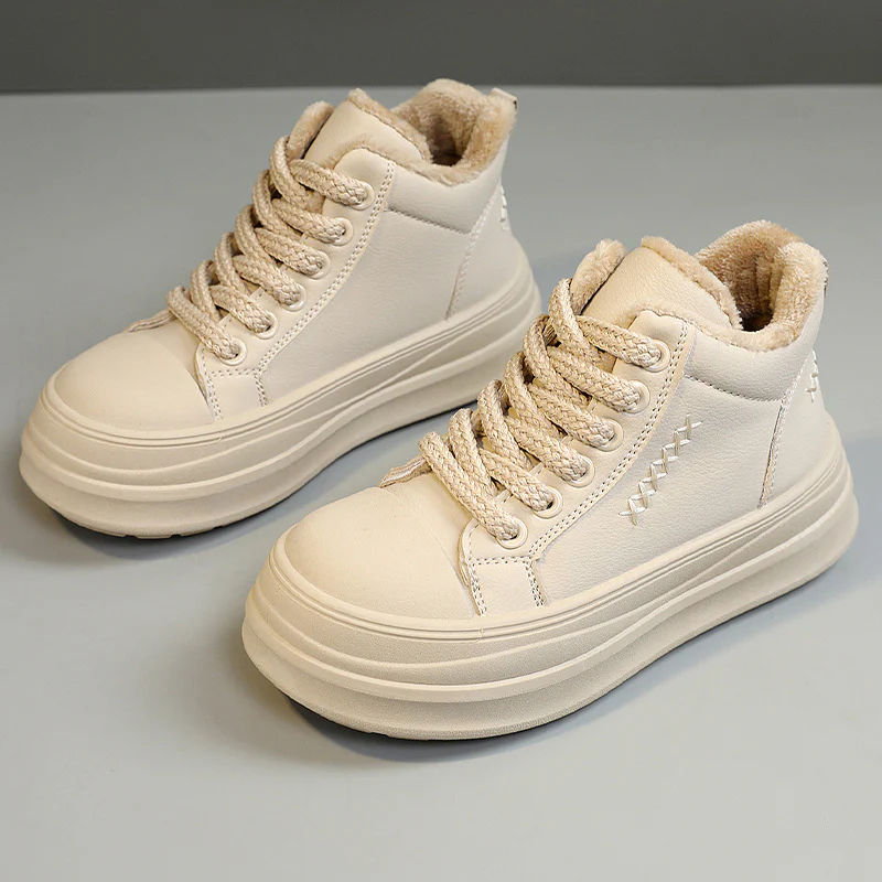 Damen modische High-Top Sneakers mit flauschigem Innenfutter und robuster Profilsohle Heidi Mode - Image 2