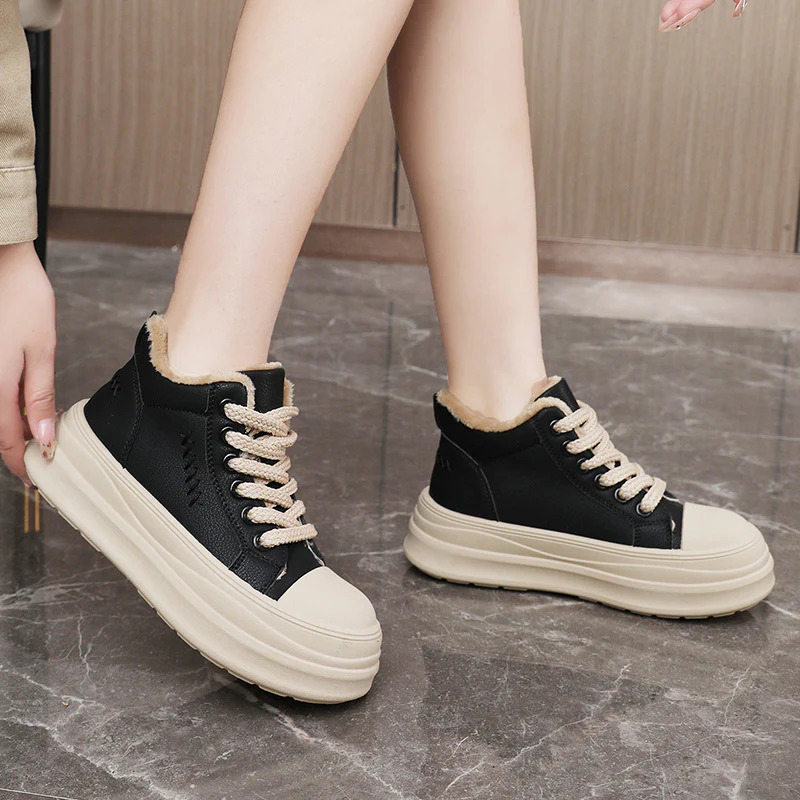 Damen modische High-Top Sneakers mit flauschigem Innenfutter und robuster Profilsohle Heidi Mode - Image 3