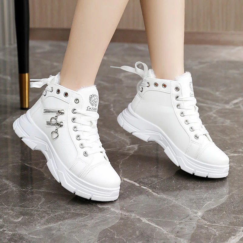 Damen modische High-Top Sneakers mit komfortablem Fleece-Futter und praktischem Reißverschluss Heidi Mode - Image 4