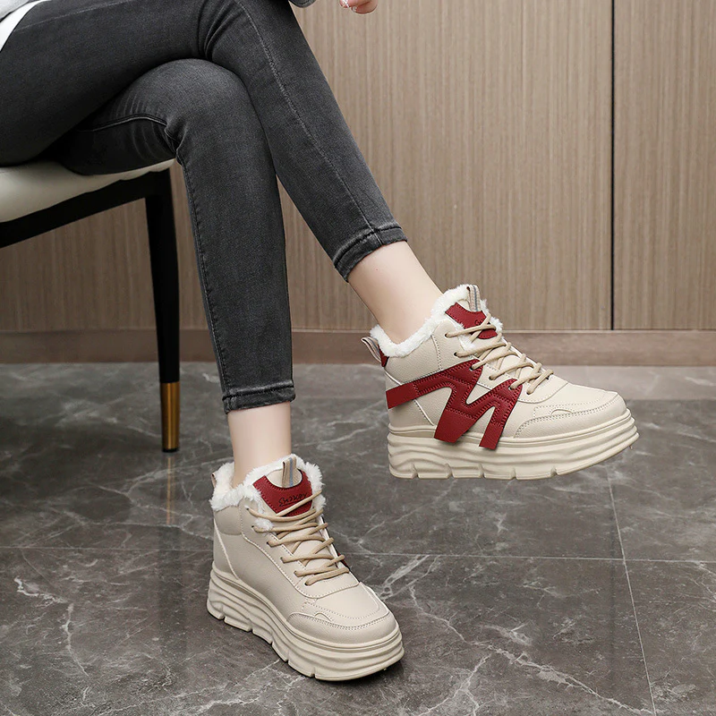 Damen modische High-Top Sneakers mit kuscheligem Innenfutter und robustem Profil Heidi Mode - Image 3