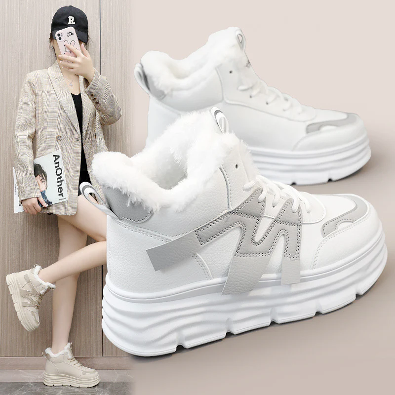Damen modische High-Top Sneakers mit kuscheligem Innenfutter und robustem Profil Heidi Mode - Image 4
