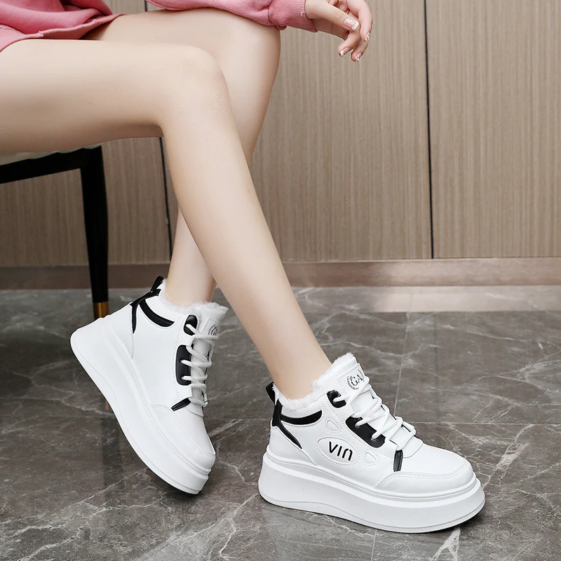 Damen modische High-Top Sneakers mit kuscheligem Innenfutter und robustem Sohlenprofil Heidi Mode - Image 3