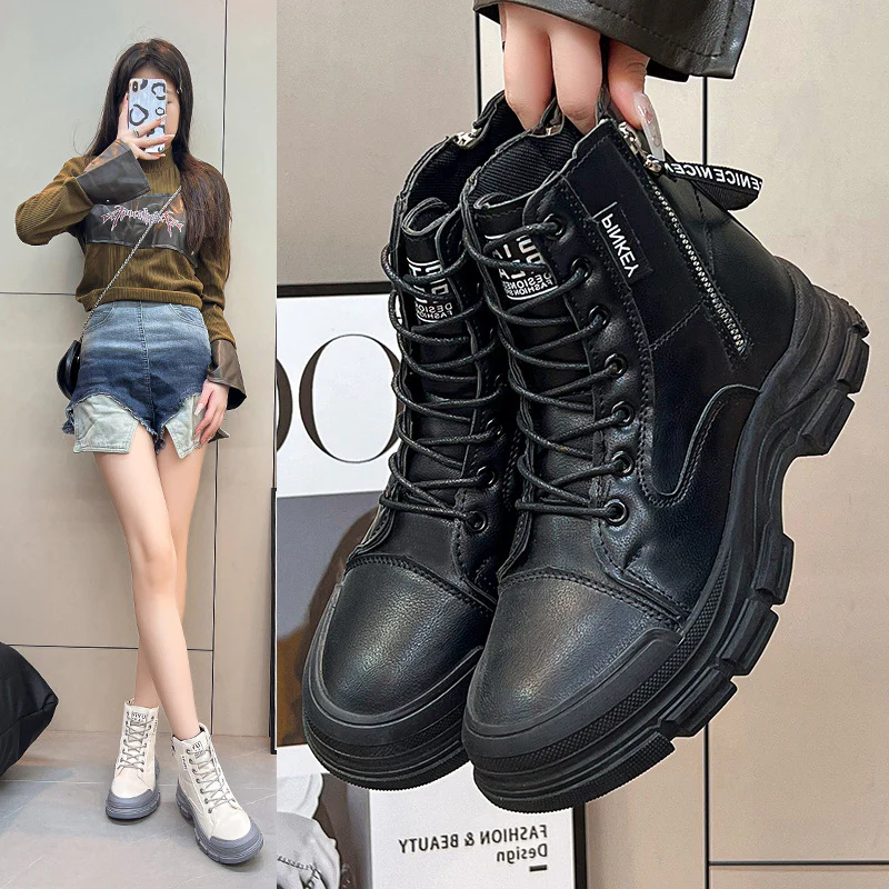Damen modische High-Top Sneakers mit praktischem Reißverschluss und atmungsaktiver Sohle Heidi Mode - Image 2