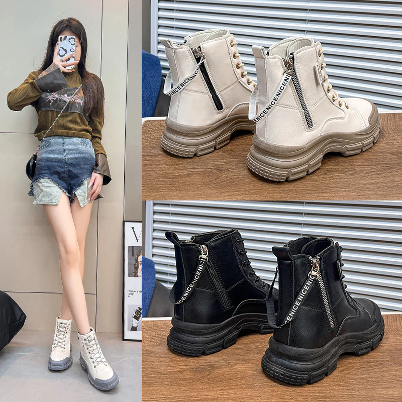 Damen modische High-Top Sneakers mit praktischem Reißverschluss und atmungsaktiver Sohle Heidi Mode - Image 4