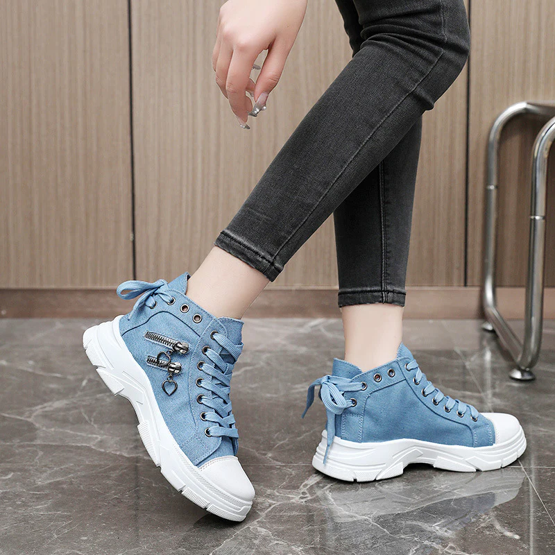 Damen modische High-Top Sneakers mit Reißverschluss und robustem Profil Heidi Mode - Image 3