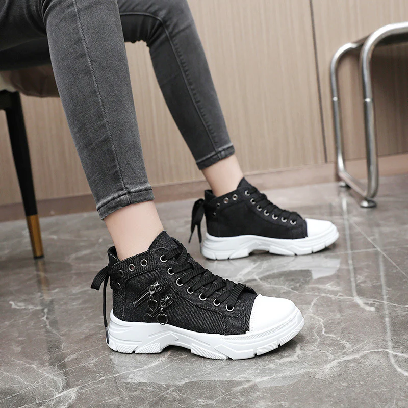 Damen modische High-Top Sneakers mit Reißverschluss und robustem Profil Heidi Mode - Image 4