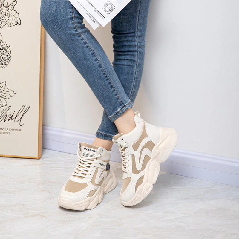 Damen modische High-Top Sneakers mit verstärktem Sohlenprofil und atmungsaktiver Obermaterialstruktur Heidi Mode - Image 3