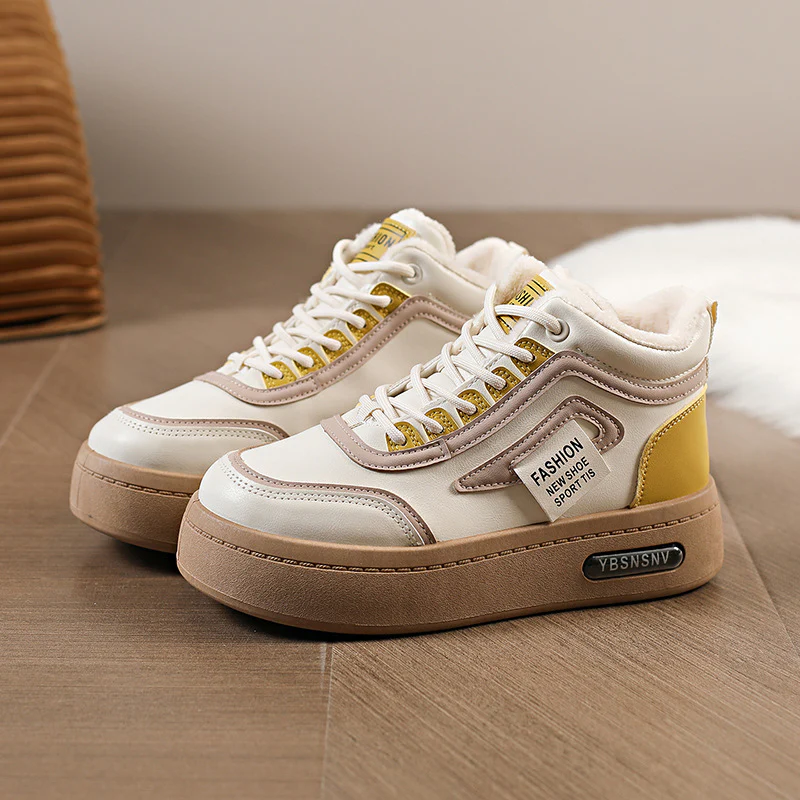 Damen modische High-Top Sneakers mit warmem Innenfutter und robuster Profilsohle Heidi Mode - Image 2