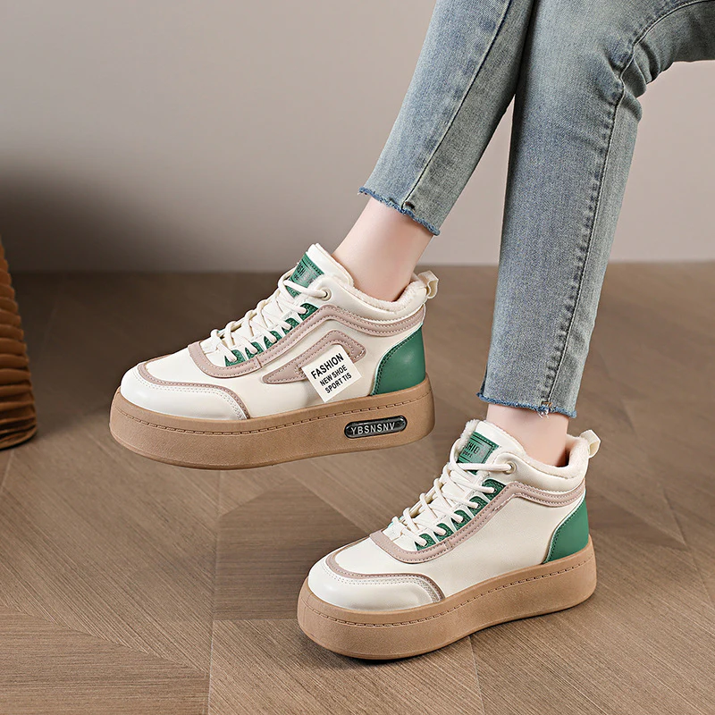 Damen modische High-Top Sneakers mit warmem Innenfutter und robuster Profilsohle Heidi Mode - Image 3