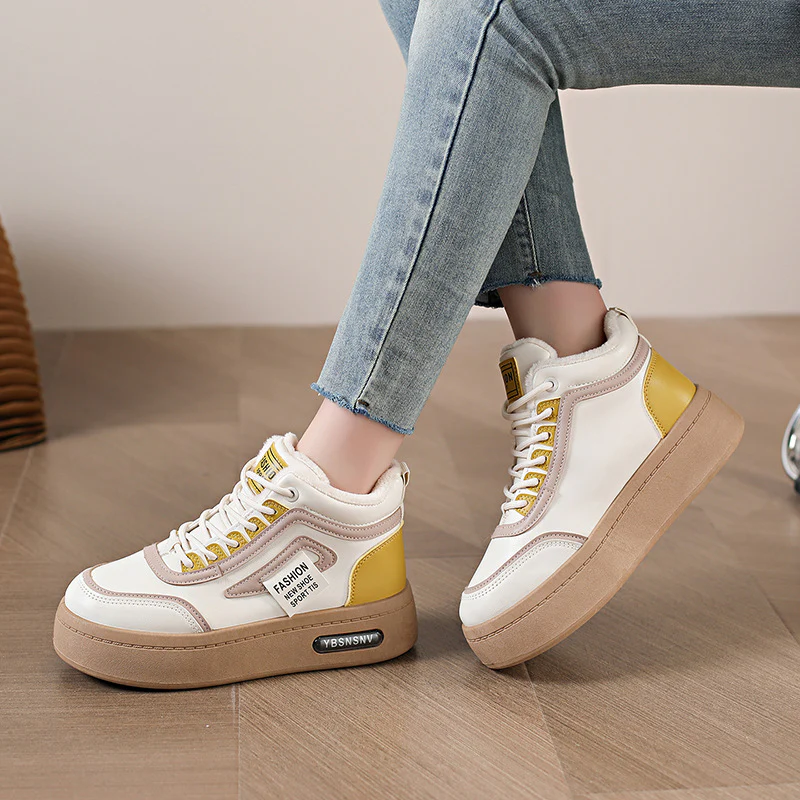 Damen modische High-Top Sneakers mit warmem Innenfutter und robuster Profilsohle Heidi Mode - Image 4