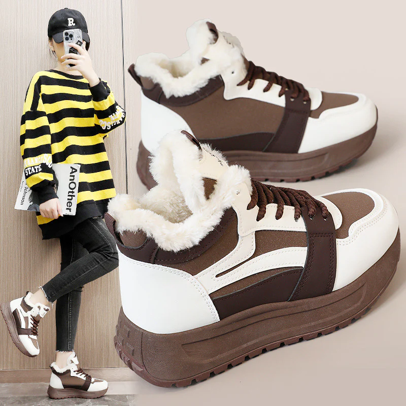 Damen modische High-Top Sneakers mit warmem Innenfutter und rutschfester Sohle Heidi Mode - Image 2