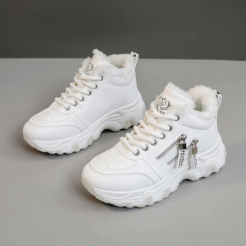Damen modische High-Top Sneakers mit warmem Innenfutter und sportlichem Zipper-Design Heidi Mode - Image 6