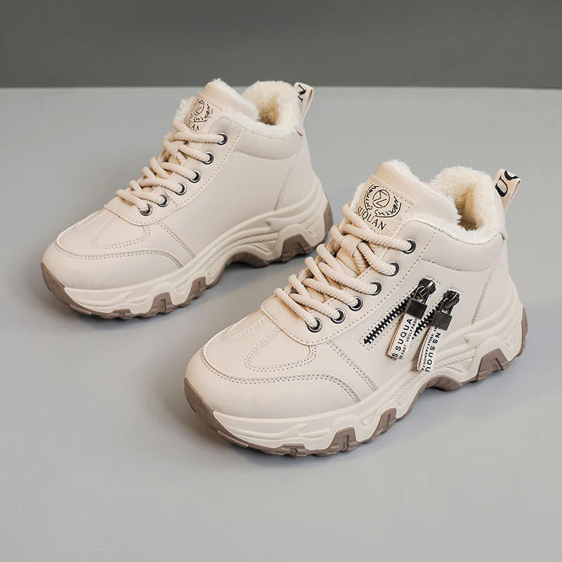 Damen modische High-Top Sneakers mit warmem Innenfutter und sportlichem Zipper-Design Heidi Mode - Image 7