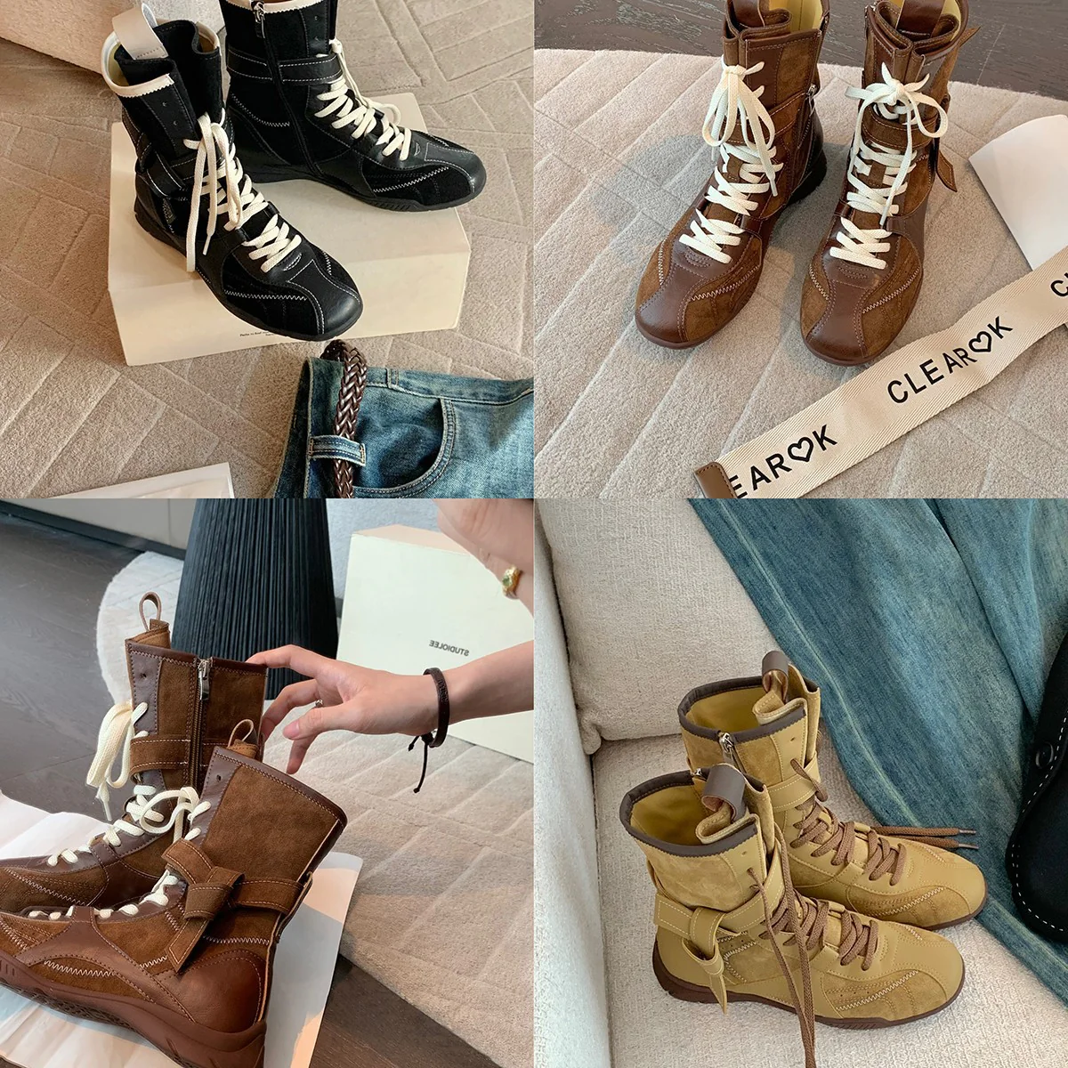 Damen modische High-Top Stiefel mit trendiger Schnürung und luxuriösem Innenfutter Heidi Mode - Image 3
