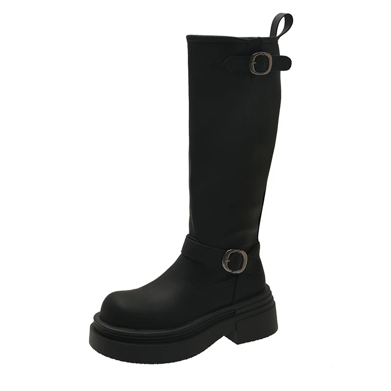 Damen modische kniehohe Stiefel mit coolem Schnallen-Detail Heidi Mode - Image 6