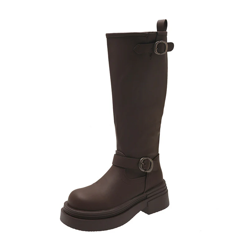Damen modische kniehohe Stiefel mit coolem Schnallen-Detail Heidi Mode - Image 7