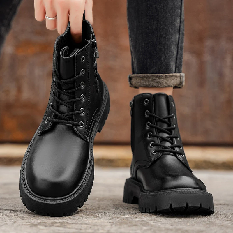 Damen Modische Lederboots mit praktischem Reißverschluss und robustem Profil Heidi Mode - Image 3