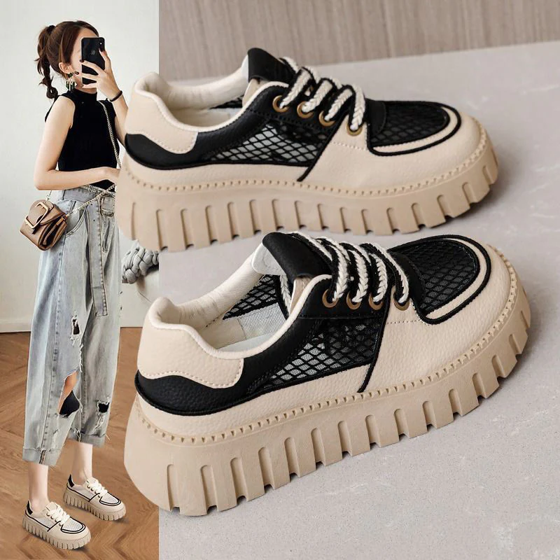 Damen modische Lifestyle-Sneaker mit texturiertem Obermaterial und dämpfender Sohle Heidi Mode - Image 2