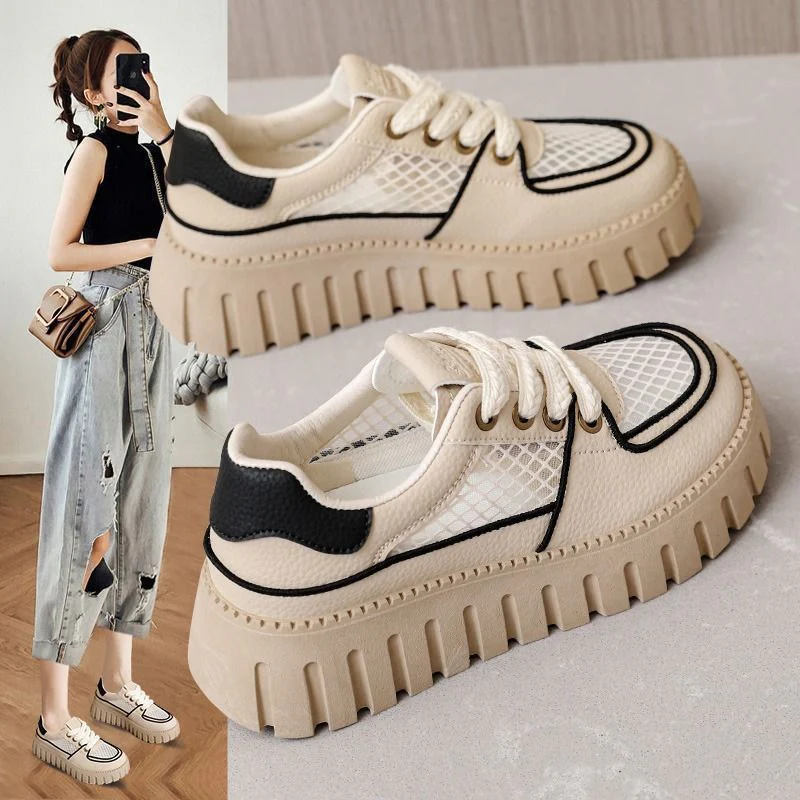 Damen modische Lifestyle-Sneaker mit texturiertem Obermaterial und dämpfender Sohle Heidi Mode - Image 4