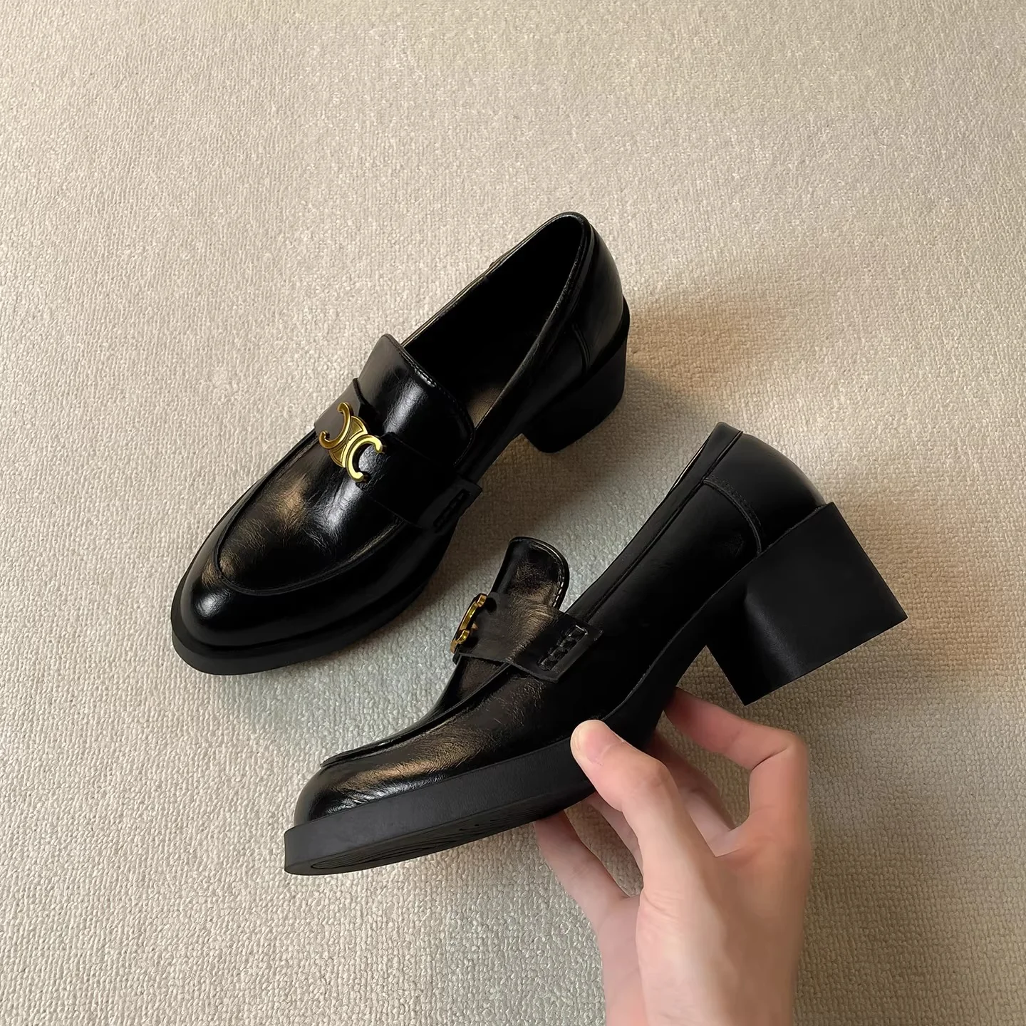 Damen modische Loafers mit elegantem Blockabsatz und dekorativem Schnallenakzent Heidi Mode - Image 3