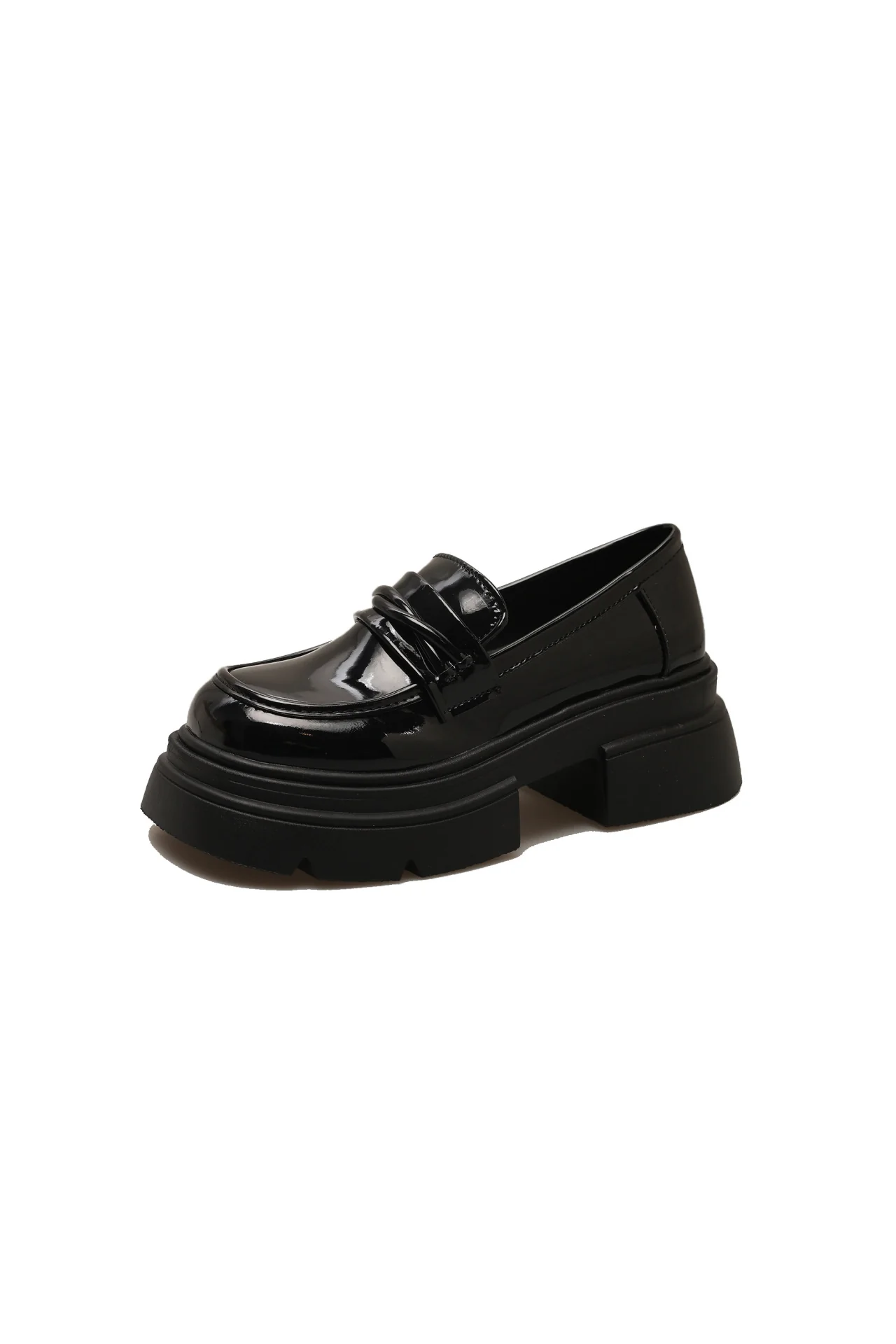 Damen Modische Loafers mit glänzender Oberfläche und robustem Plateau Heidi Mode - Image 6
