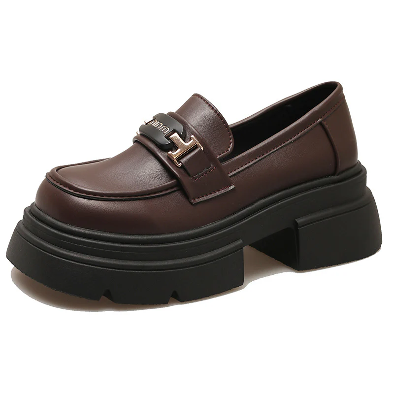 Damen Modische Loafers mit hochgezogenem Absatz und glänzender Oberfläche Heidi Mode - Image 6