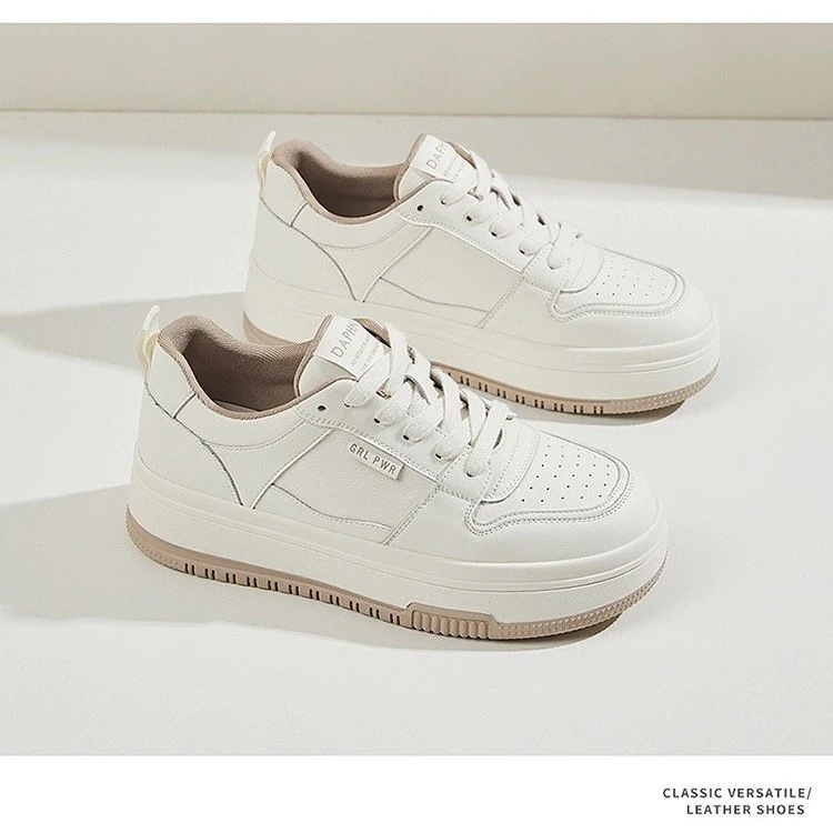 Damen Modische Lockere Sneakers mit hoher Sohle und atmungsaktiver Leder-Oberfläche Heidi Mode - Image 2