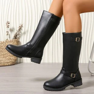 Damen modische Longboots mit eleganter Schnalle und robustem Profilsohle Heidi Mode - Image 7