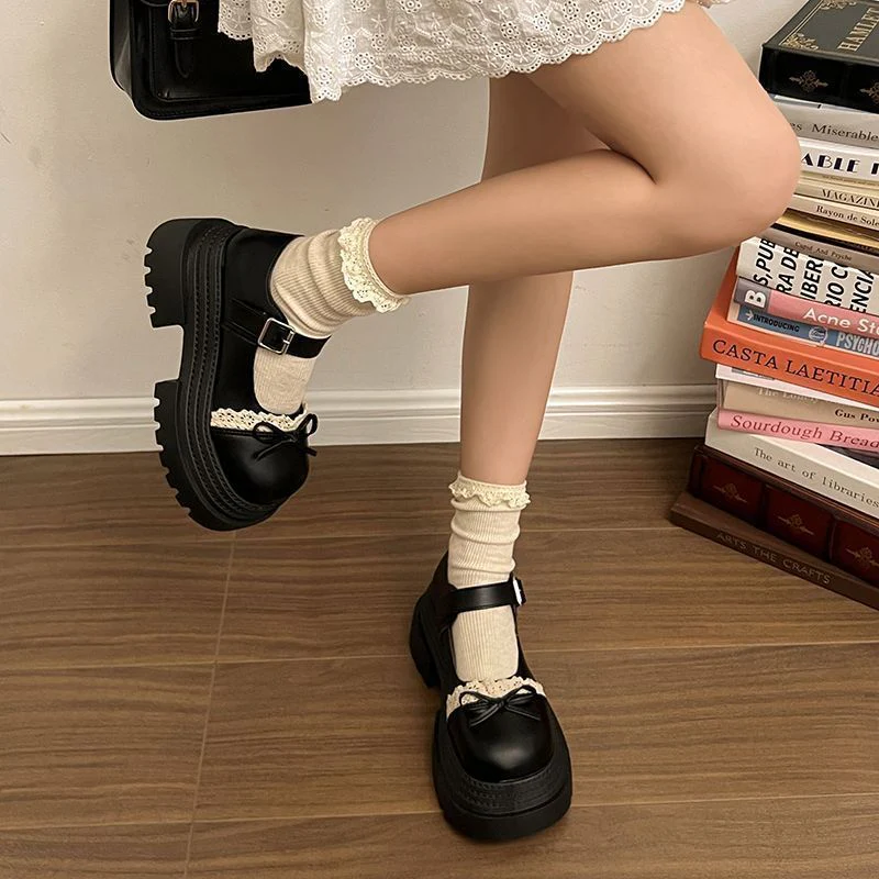 Damen Modische Mary Jane Schuhe mit dekorativer Schleife und robuster Plateau-Sohle Heidi Mode - Image 3