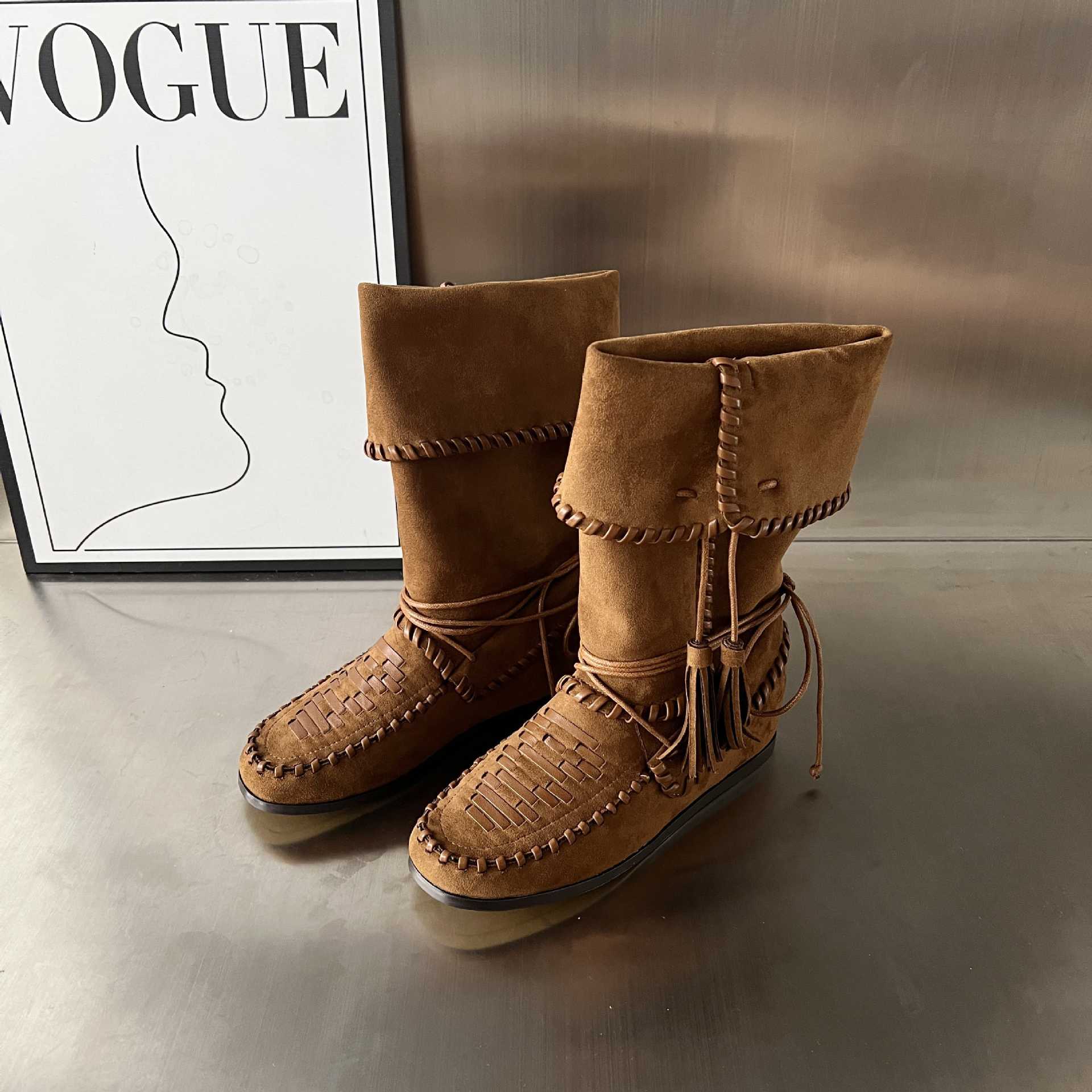 Damen Modische Mokassins-Stiefel mit einzigartigem Flechtmuster von Heidi Mode - Image 6