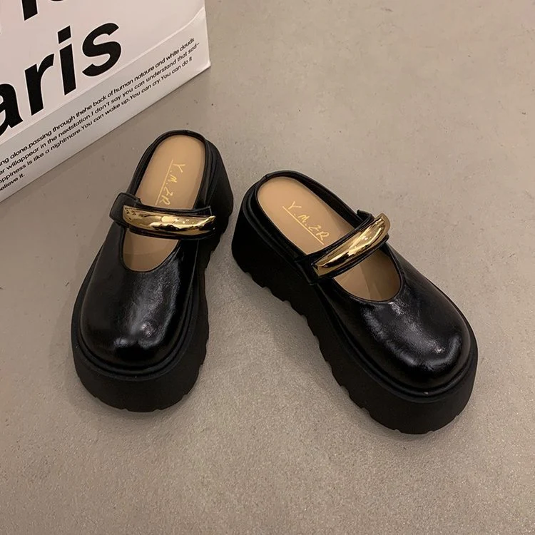 Damen Modische Plateau-Clogs mit glänzendem Detail und rutschfester Sohle Heidi Mode - Image 3