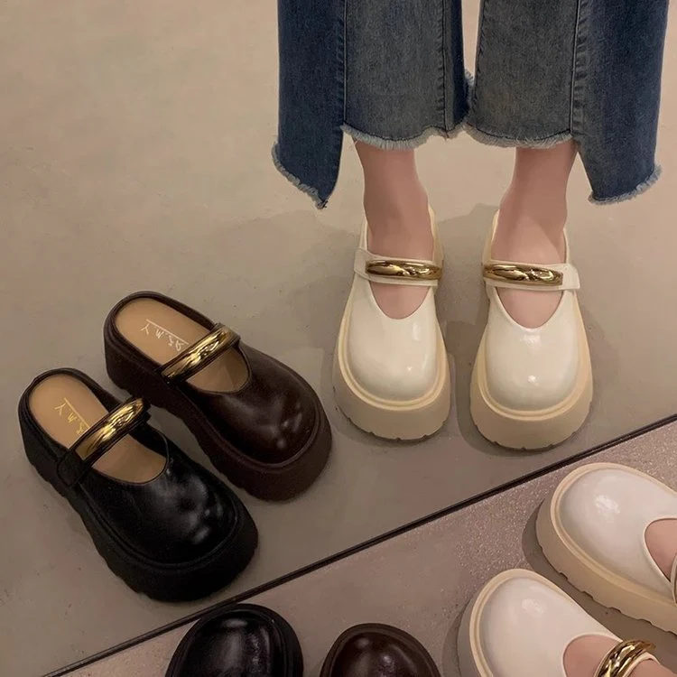 Damen Modische Plateau-Clogs mit glänzendem Detail und rutschfester Sohle Heidi Mode - Image 5