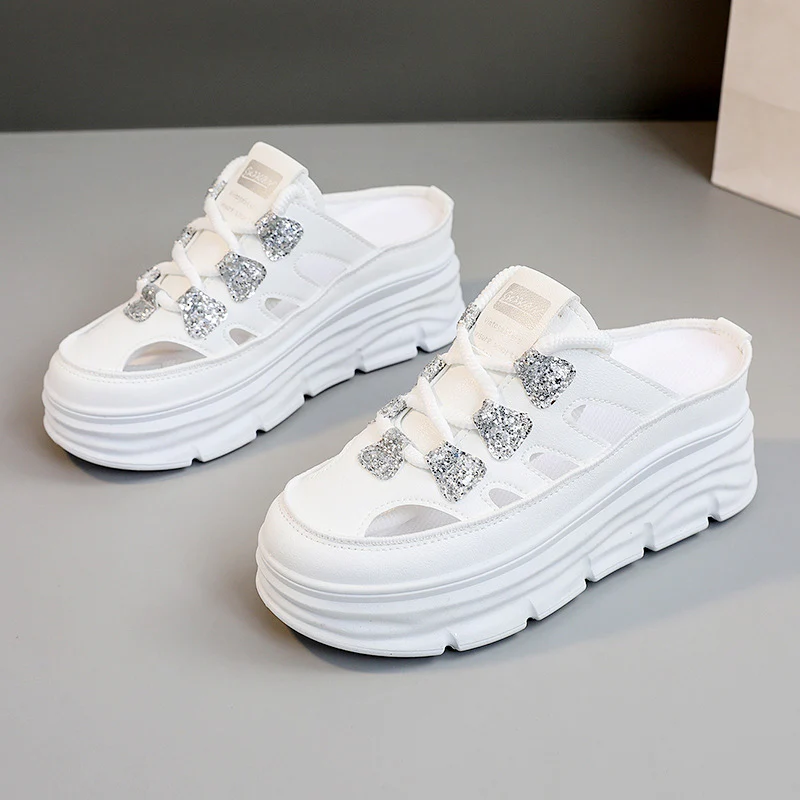Damen modische Plateau-Mules mit glitzernden Akzenten und atmungsaktiver Obermaterialstruktur Heidi Mode - Image 6