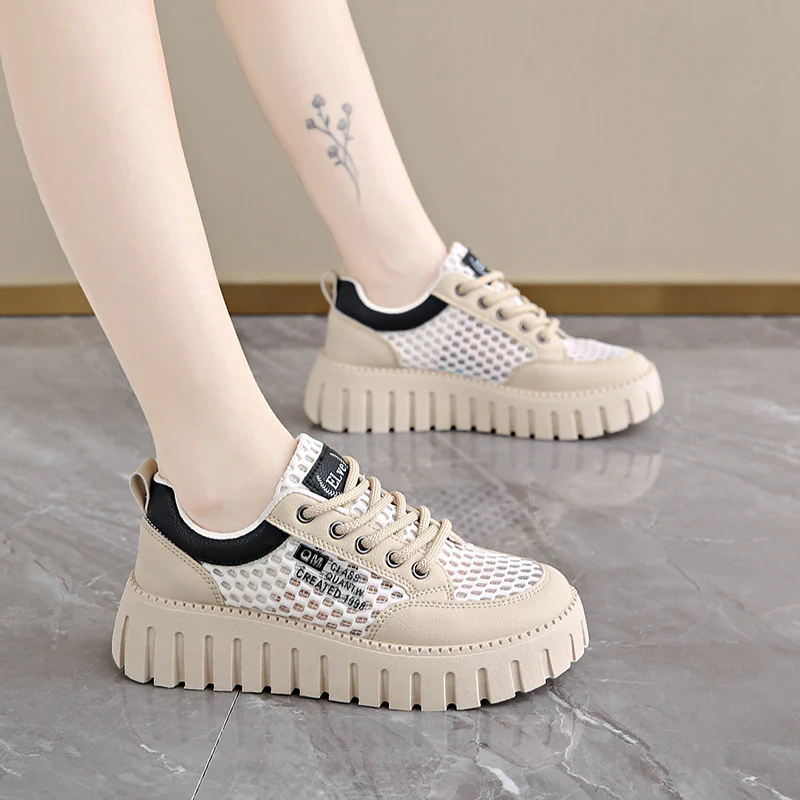 Damen modische Plateau-Sneaker mit atmungsaktivem Netz und robustem Sohlenprofil Heidi Mode - Image 4