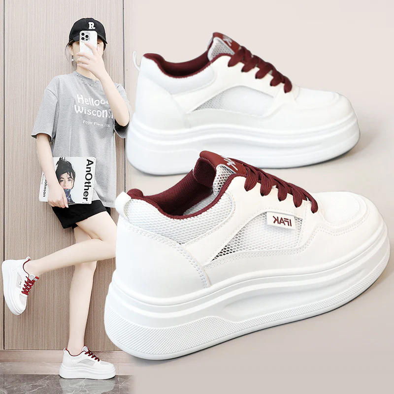 Damen modische Plateau-Sneaker mit atmungsaktivem Obermaterial und dämpfender Laufsohle Heidi Mode